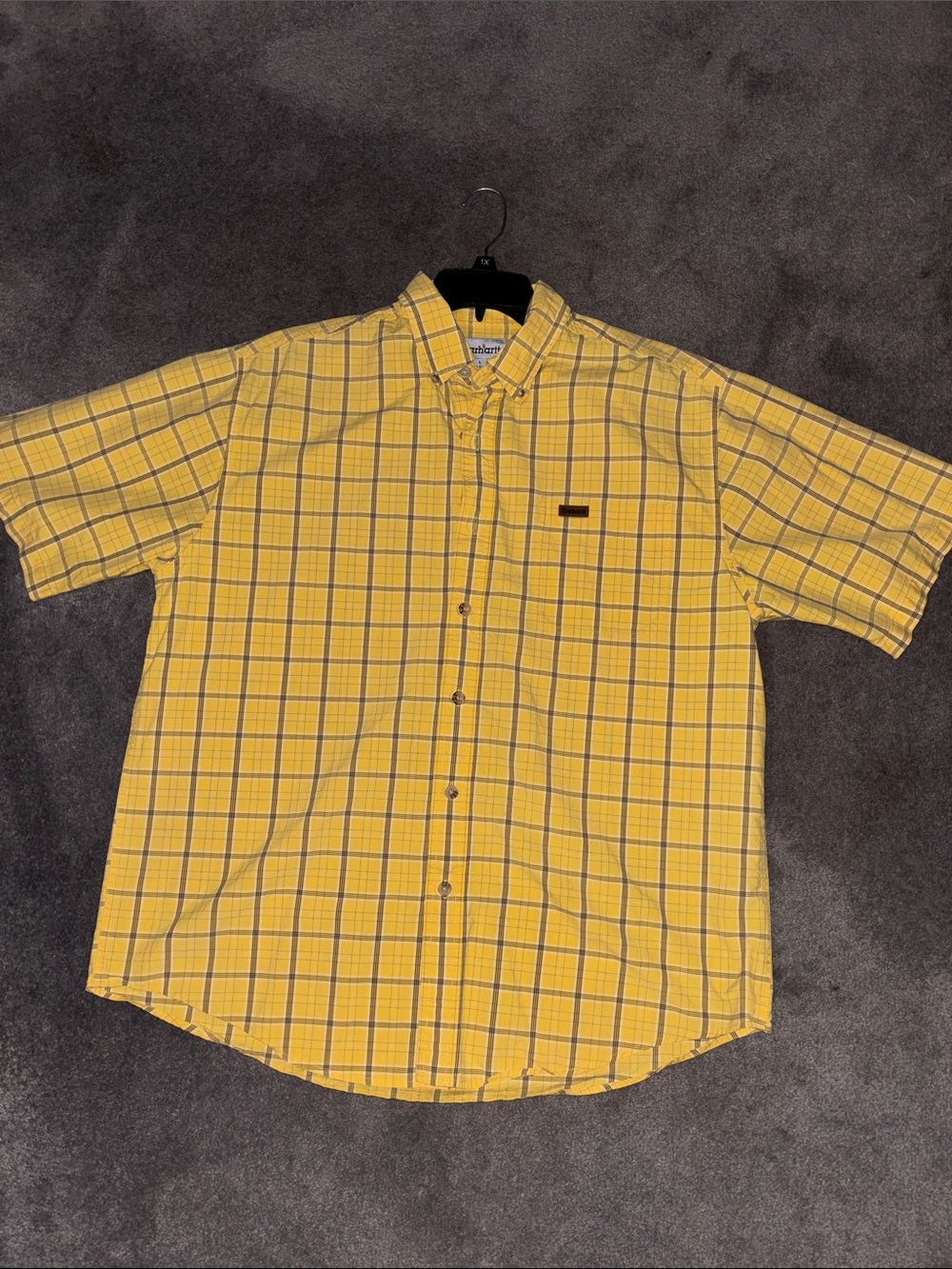 Carhartt Yellow Plaid Short-Sleeve Button-Down Shirt